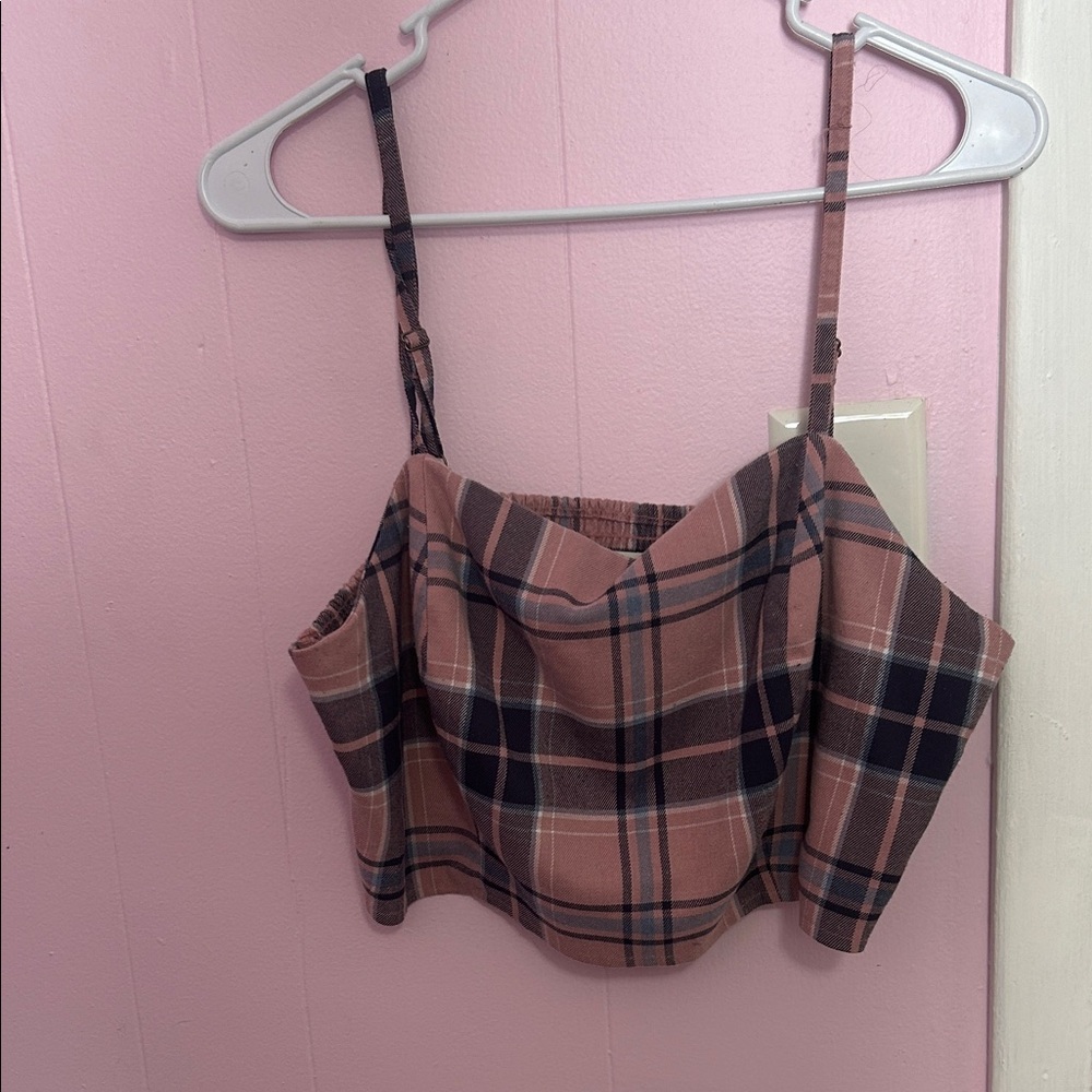 Aeropostale Pink and Black Plaid Camisole